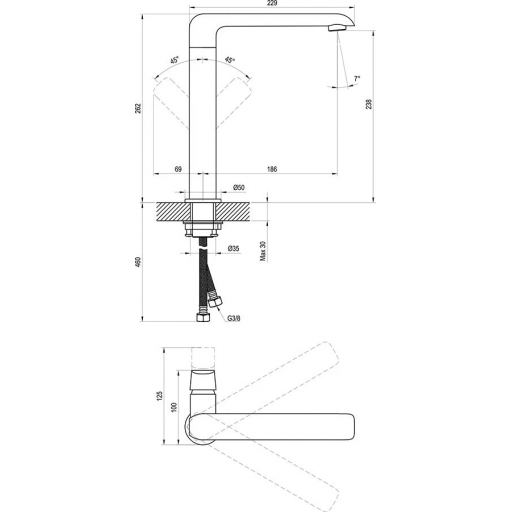 Смеситель для раковины RAVAK Flat FL 016.00 X070125 однорычажный хром Смеситель для раковины RAVAK Flat FL 016.00 X070125 однорычажный хром